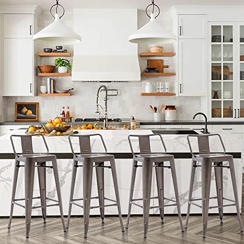 Tongli Metal Bar Stools Set Of 4 Barstools Counter Height Bar Stools With Back Industrial Bar Stool Indoor Counter Stool Kitchen Island Stools Modern Bar Chair 26Inch Rusty #TOP3