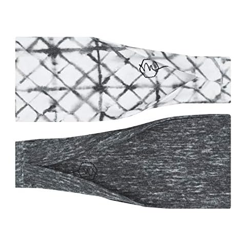 Maven Thread Workout Headbands for Women, 4 inch Thick Wide Non Slip Sweatbands for Women, 2 Pack, Black, Yoga, Exercise, Running Cover