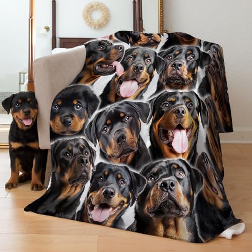 CHMKMF Rottweiler Dog Blanket for Women Men, Rottweiler Gifts for Dogs Lover 60"X80"