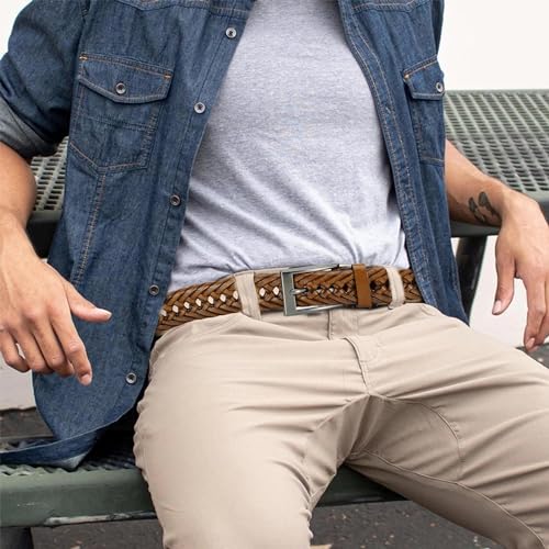 Image of DOOPAI Men's Braided Leather Dress Belt, Adjustable