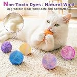 Retro Shaw Catnip Balls with Bell Inside - 6 Pcs Interactive Catnip & Silvervine Cat Toys, Durable Wool Balls for Indoor Cats, Kitten Teething Toys, Natural Catnip Toys for Bored Cats - Image 3