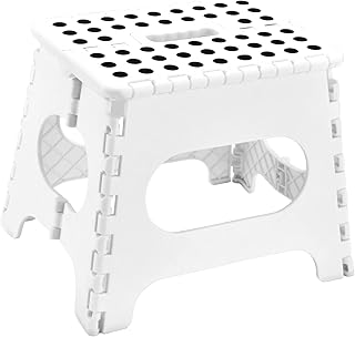SUGARLEE Folding Step Stool, 11" Anti-Skid Step Stool with Handle,Sturdy Enough to Hold 300 Lb Plastic Foldable Step Stool...