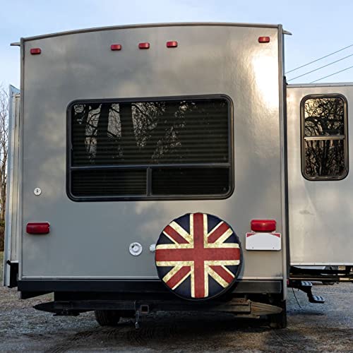 Image of Vintage Union Jack British Flag Spare Tire Cover Dust-Proof Wheel Tire Cover Fit Trailer, RV, SUV and Many Vehicle 17 Inch