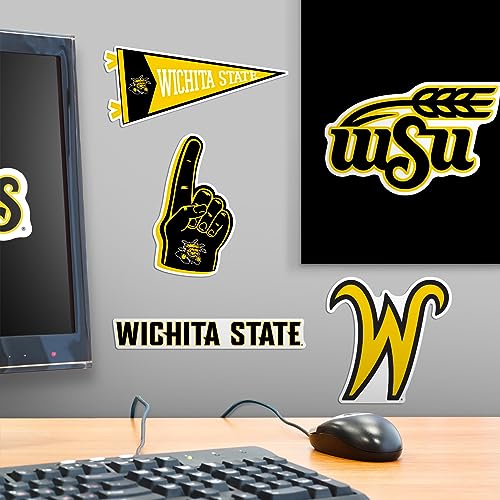 Image of Wichita State University 8ct Vinyl Large Deluxe Stickers Variety Pack - Laptop, Water Bottle, Scrapbooking, Tablet, Skateboard, Indoor /Outdoor - Set of 8