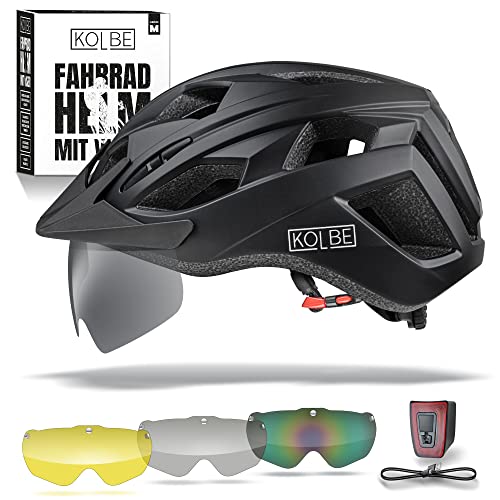KOLBE Fahrradhelm Mit Visier - 3 Magnetische Visiergläser - M Helm für...