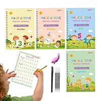Magics Practice Copybook - Reusable Grooved Handwriting Workbooks | Practice Copy Books For Kids | Magicals Handwriting Workbooks | Preschool Workbook For Letters, Numbers And Drawing