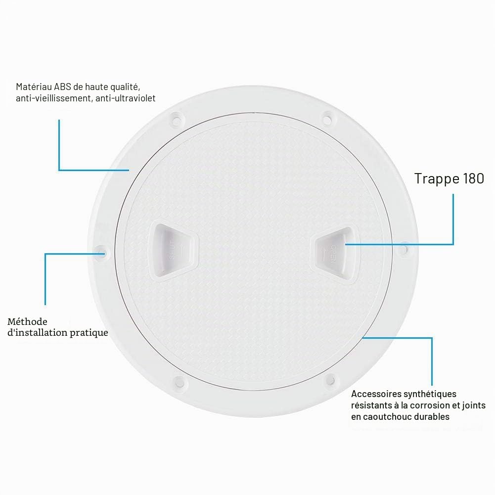 Trappe d'inspection ronde de bateau, Housse de pont arrondie en ABS marin Accessoires pour bateaux de VR(6 pouces)