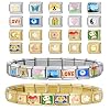 SWEETV Stainless Steel 18 Link Polish Italian Charm Bracelet with 2Pcs Starter Bracelet, 20Pcs Charms and Opening Tools, Classic 9mm Modular Charms, Personalized Jewelry Gift, Gold and Silver Set #1