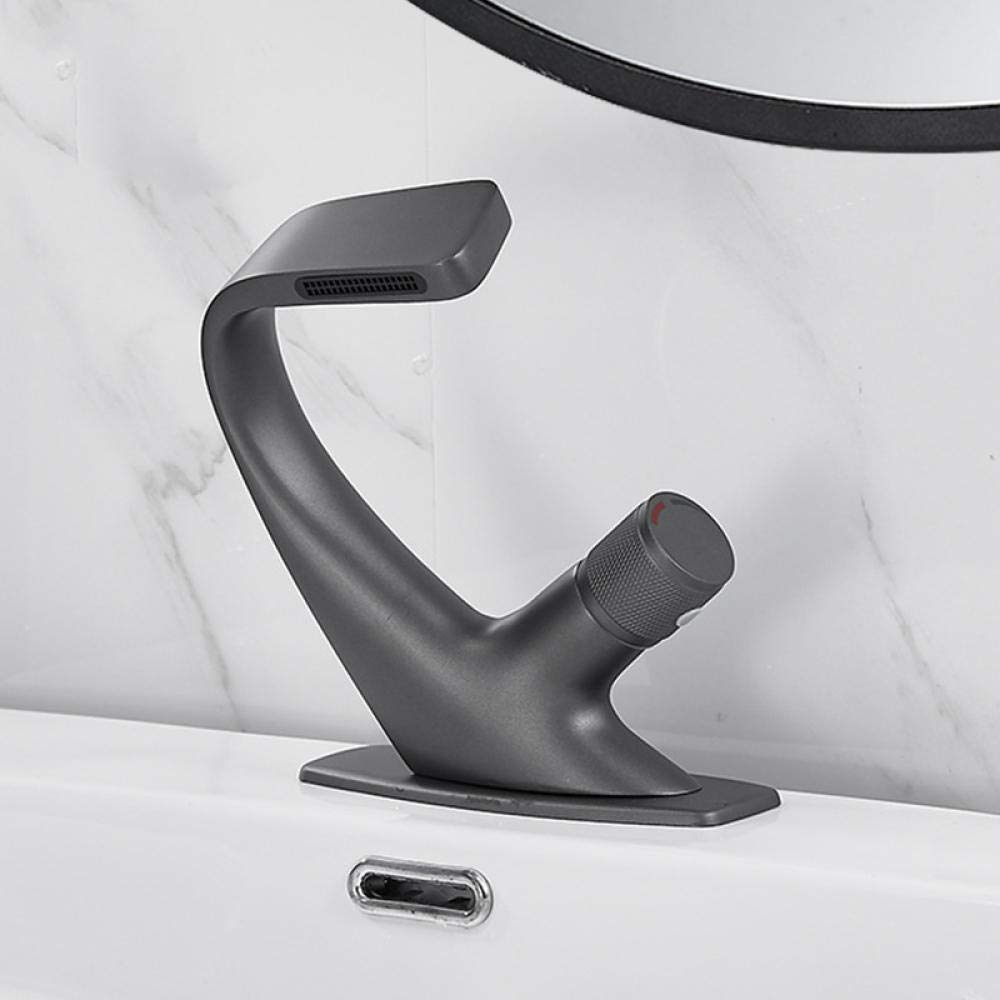 ASerZenith Basin Faucet Waterfall Modern Wash Basin Crane Bathroom Cold Hot Water Mixer Tap-A Brushed Gold(E Matte Black)