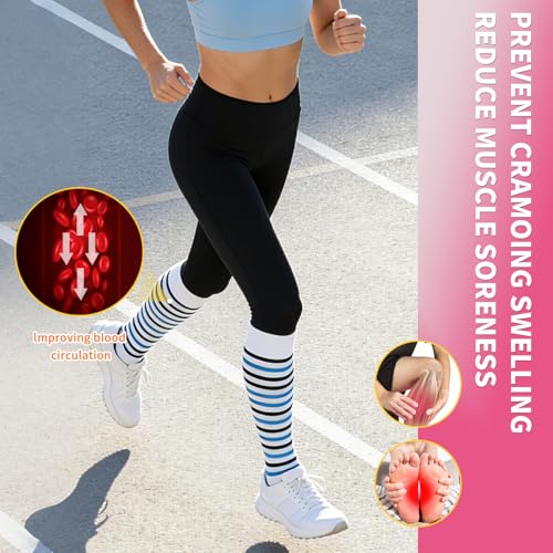 Image of Sooverki Compression Socks for Women & Men 6 Pairs is Best Supportive Knee High Stockings for Circulation, Travel, Nurses