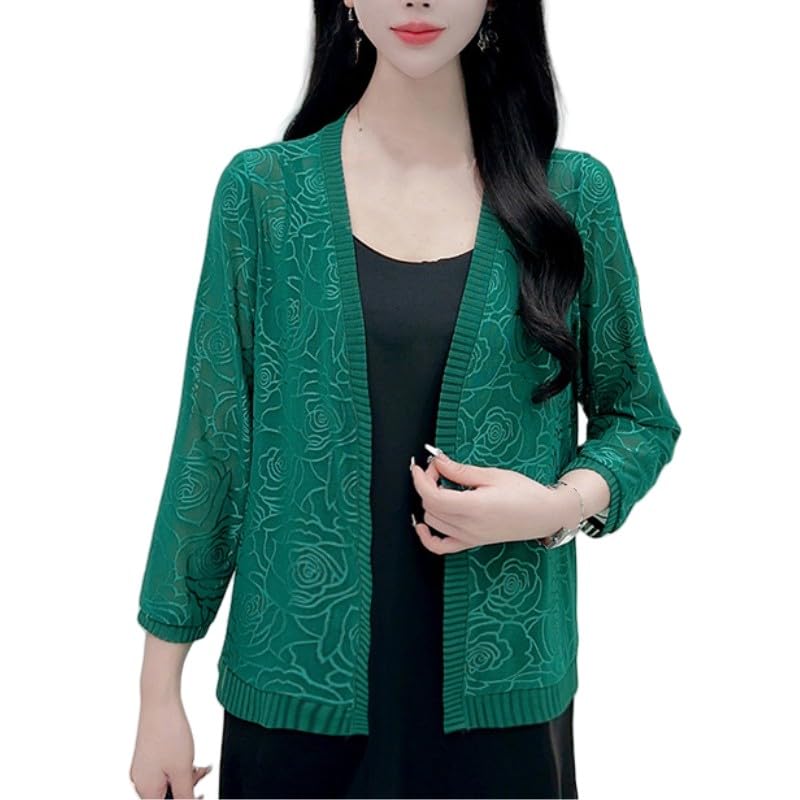 Chaqueta Fina Mujer,Cárdigan De Punto De Jacquard para Mujer, Manga Larga, Frente Abierto, Ligero, para Verano, para Cubrirse, Bolero, Chaqueta para Ocasiones Especiales, para Vestidos De Noche, In