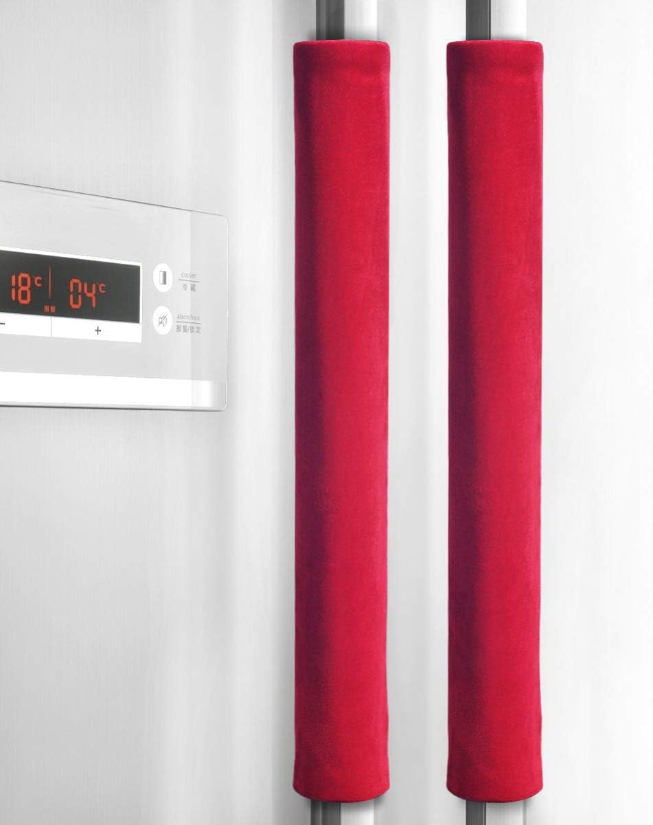 VOSAREA Refrigerator Door Handle Covers,2pcs Antiskid Protector Gloves Kitchen Appliance Covers for Refrigerator Door Microwave Dishwasher (Red)
