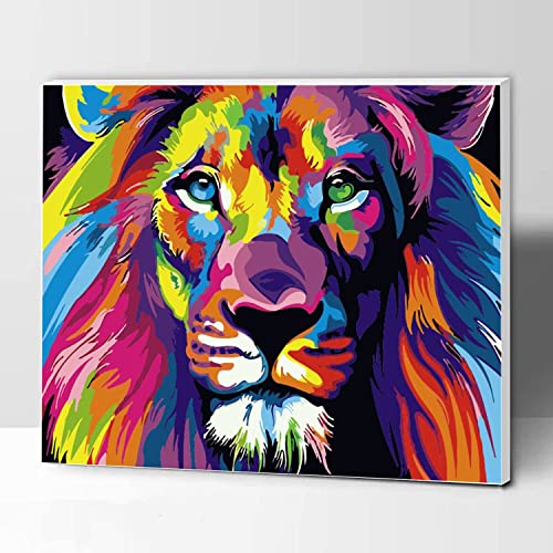 Peinture par numéros pour enfants et adultes kit de peinture lion avec cadre