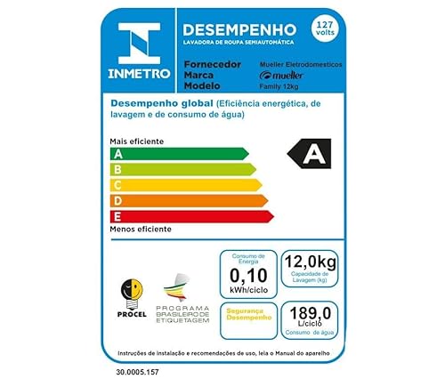 Lavadora Semiautomática Family com Aquatec 12 kg Preta 127