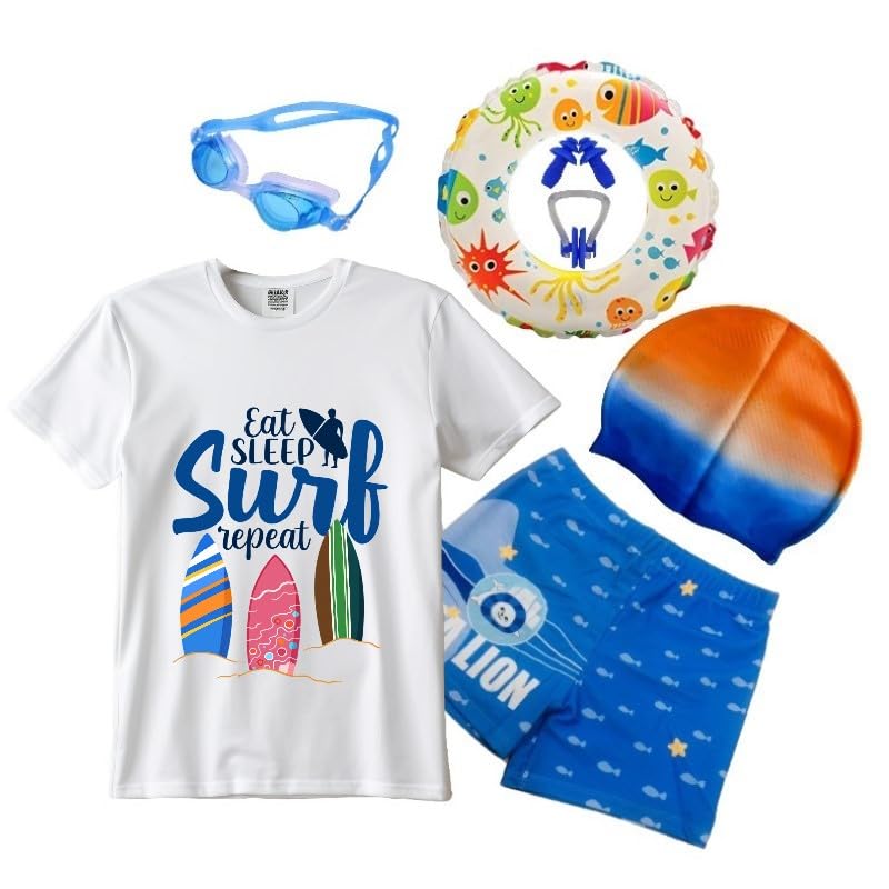 Image of Swimming Costume for Kids Boys (Style-P15, Assorted Trunk Design /Color May Vary, Customize to Select Accessories)