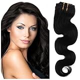 Remeehi 8Pcs/Set 70g Full Head Clip In Remy Human Hair Extensions Body Wave (30' 1b#)