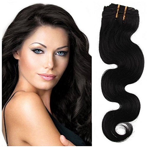 Remeehi 8Pcs 80G Full Head Clip In Remy Human Hair Extensions Body Wave