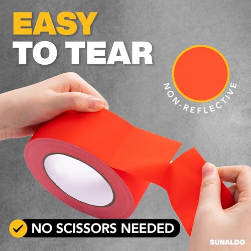 Image of Gaffers Tape Heavy Duty, Easy to Rip, Residue-Free Professional Grade Floor Tape for Electrical Cords, Matte Finish Non Reflective, Weather Resistant (3, Red, 2 inch x 30 Yards)