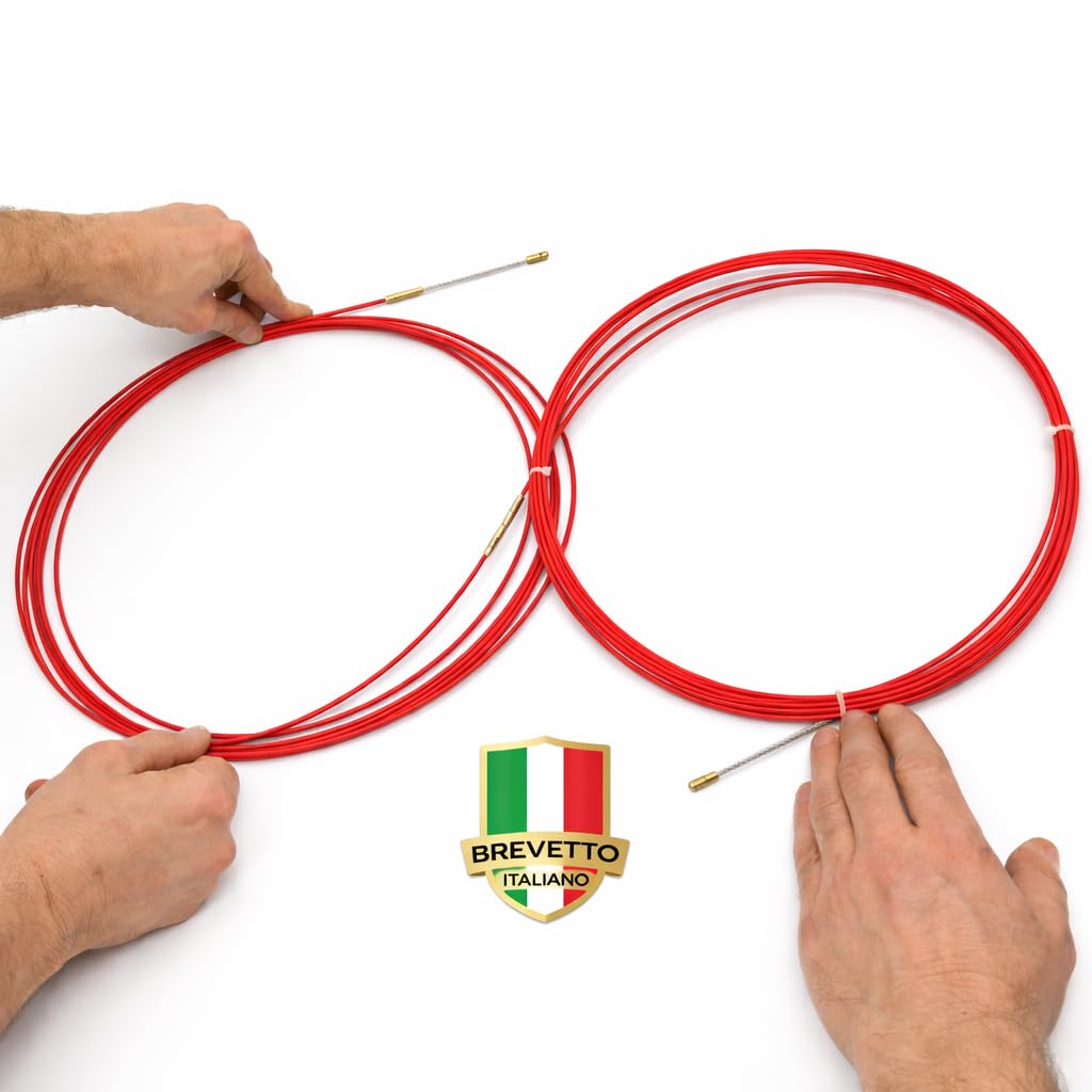 Sonda Passacavi Professionale in Fibra di Vetro IL PASSACAVO DEFINITIVO, Pilota cavi elettrici - innovativa Struttura TechFirerGlass Ø 2 mm. Molla Elettricista Ultra Rigida.