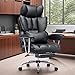 Efomao Desk Office Chair 400LBS, Big and Tall Office Chair, PU Leather Computer Chair, Executive Office Chair with Leg Rest and Lumbar Support, Black Office Chair