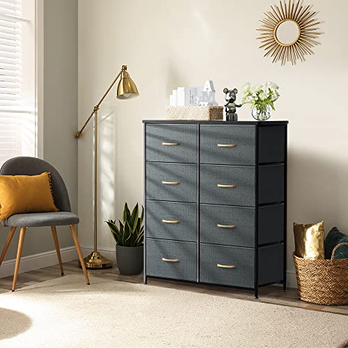 Nicehill Fabric Dresser, Small Dresser For Bedroom With 8 Drawers, Dresser Organizer For Clothes, Closet, Kids Room, Nursery, Baby, Chest Of Drawers Bedroom Dresser With Storage Drawer, Dark Grey #TOP1