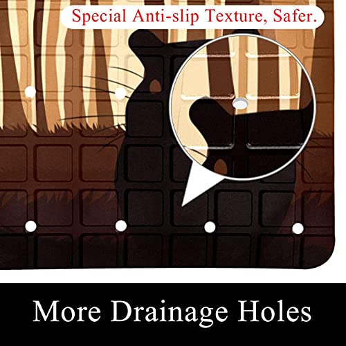 Tapis de bain antidérapant à ventouses haute adhérence et drainage actif