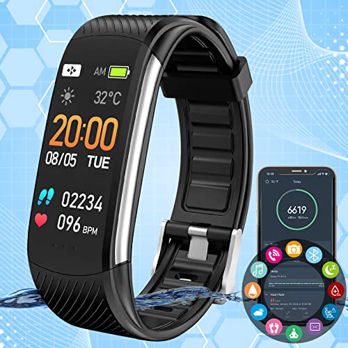 Fitness Tracker for Men Women,Fitness Watch with Blood Pressure Heart Rate Body Temperature&Sleep Monitor IP67 Waterproof Health Watch Step Calorie Counter Pedometer Smart Watch for Android iOS Phones
