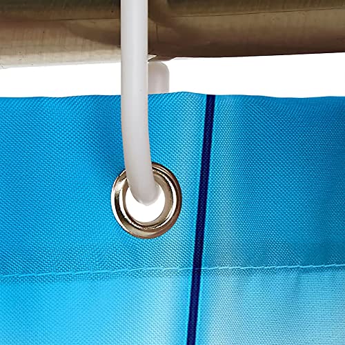 Rideau de douche anti moisissure 150x200cm en polyester imperméable bleu géométrique - 4