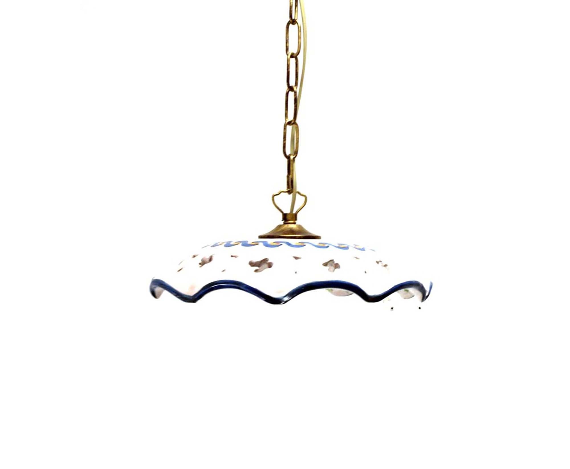 Lampadario a sospensione rustico in ceramica siciliana 1 luce Stella per cucina, ingresso, veranda, taverna, bagno
