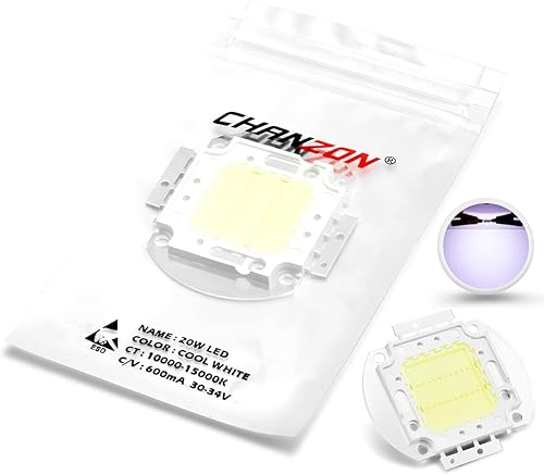 Miniatura 4 de CHANZON Chip LED de alta potencia 20 W blanco frío (10000 K - 15000 K  600 mA  CC 30 V - 34 V  20 vatios) Intensidad súper brillante SMD COB emisor