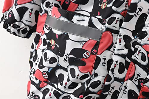 Kids Boys Girls Raincoat with Hood Print Rainproof Windproof Outwear Reflective Strips Lightweight Rain3