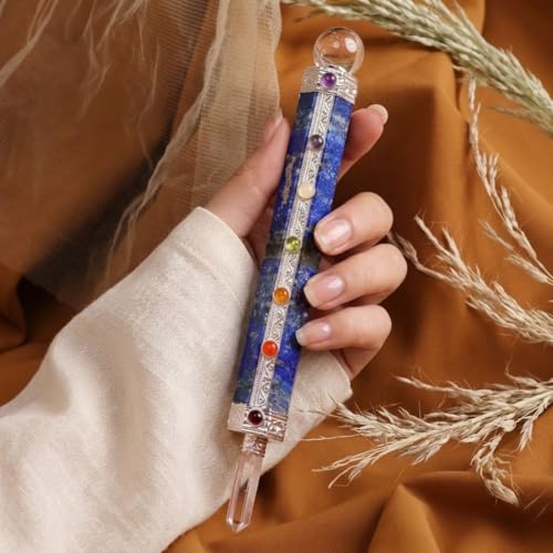Image of Lapis Lazuli 7 Chakra Healing Crystal Wand Natural Polished Gemstone for Reiki Healing, Meditation, Chakra Balancing, Energy Cleansing, Aura Healing, Feng Shui Decor & Spiritual Gift