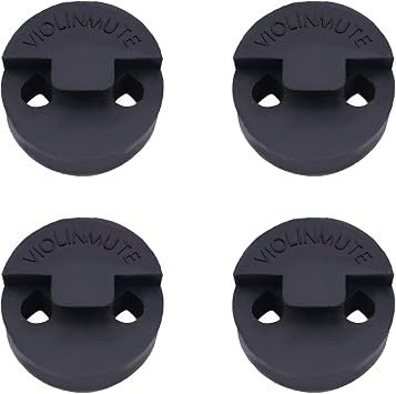 4 Pack Violin Practice Mute for Violin and Small Viola, Round Tourte Style Rubber Mute, Black