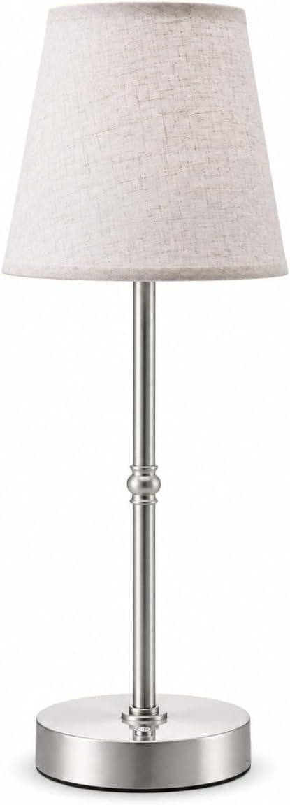 Cordless LED Table Lamp, 6000mAh Rechargeable Battery Operated Desk Lamp, 5-Level Dimming Metal Portable Nightlight for Restaurant, Bedroom, Bar, Patio, Silver