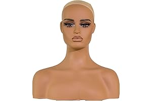L7 Mannequin Head with Shoulders: Realistic Manikin Head for Styling and Display