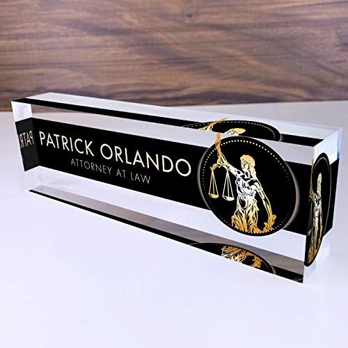 Desk Name Plate with Card Holder - Solid Wood, Made in USA