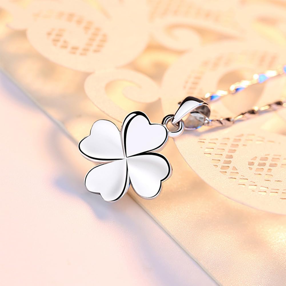 Für Damen Vierblättrige Halskette Sterling Silber Kleeblatt Anhänger Halsketten Kette Geben Sie Freundin De Geburtstagsgeschenk