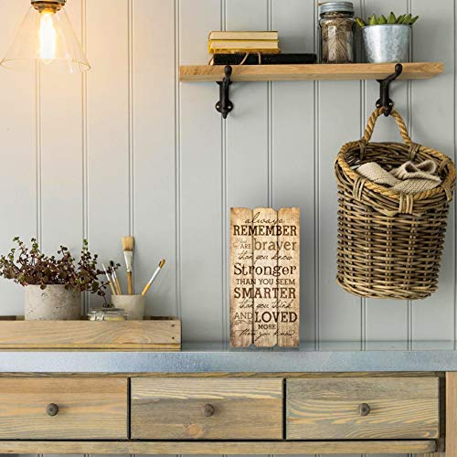 P. Graham Dunn 12 X 6 Small Fence Post Wood Look Decorative Sign Plaque, Remember Stronger Braver Smarter #TOP1