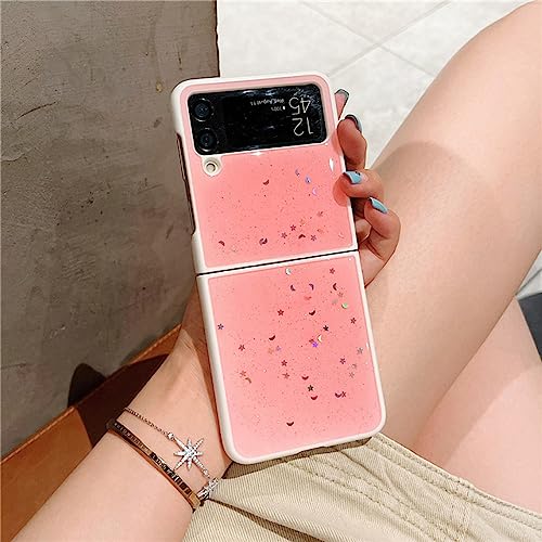 Coque antichoc Z Flip 4 fini les rayures silicone rose paillettes