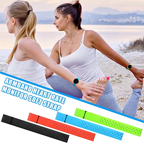 4 Pcs Replacement Heart Rate Monitor Band,Soft Heart Rate Strap Armband Strap Compatible With Otf, Orange Theory Fitness Adjustable Armband Strap,Orange, Black,Green,Blue (0.8 X 14.2 Inch) #TOP5