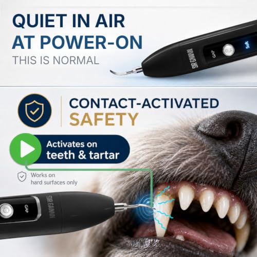Image of SIRGAWAIN Pet Ultrasonic Dental Cleaner - Plaque, Tartar & Stains Remover, 4 Tips, 3 Modes, LED, Contact-Activated & Smart Touch Protection, Complete Cleaning Kit for Dogs & Cats (Black)