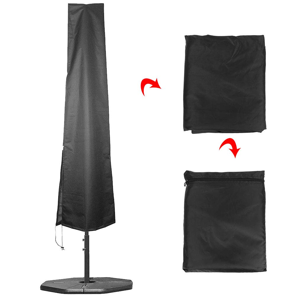 Alvinlite Waterproof Parasol Umbrella Cover Dust-Proof 210D Oxford Black Outdoor Rod Protective Weatherproof Garden Patio Umbrella Covers(183x25x35)