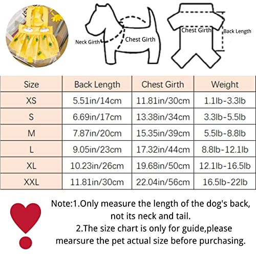 Dog Dresses Yellow Pineapple Small Puppy Dress Spring Summer Girls Lightweight Pet Dresses #TOP1