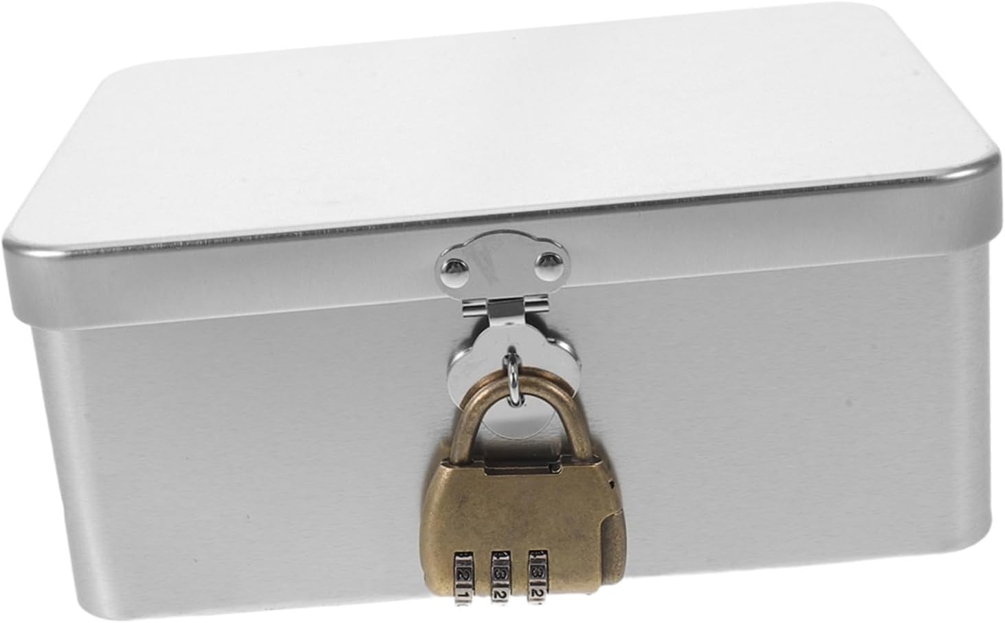 CLISPEED Retro Tinplate Jewelry Storage Box with Combination Lock, Silver Decorative Lockable Container for Small Items and Jewelry, for Desktop Organization and Party Favors