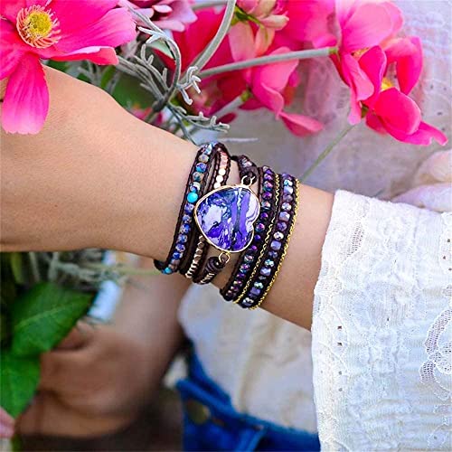 Teepollo Bohemian Leather Wrap Bracelets For Women-Beaded Heart Love Jasper Emperor Natural Stone Healing Energy Boho Hippie Bracelet For Girls Ladies Accessories Jewelry #TOP1