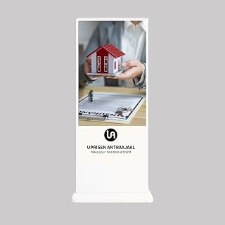 43 Inch I Shape Premium White Digital Standee with Wooden Box | Full HD LED Display | 1 Year Free CMS Signage Software | USB, Wi-Fi & Ethernet Supported