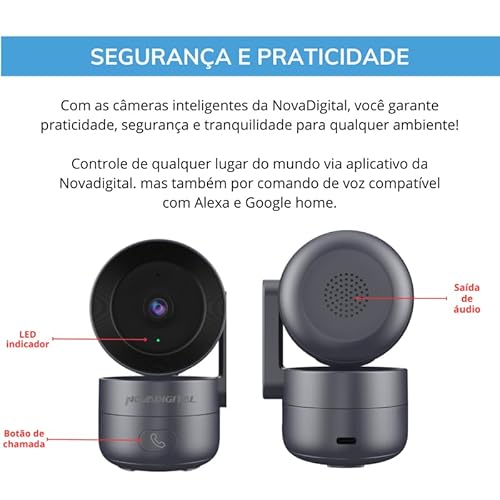 Câmera Inteligente Wifi NovaDigital 360 4MP Hd Smart Com Botão De Chamada CS-Call ONVIF Tuya Smart L