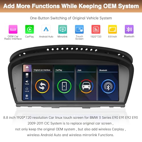 Radio Android Auto 8.8 pulgadas para BMW Series 3 E90-E93 miniatura 3