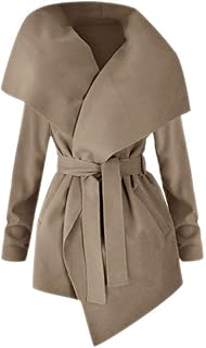 Windbreaker Mujer Moda Invierno Gabardina Unicolor Manga Larga De Solapa Modernas Bolsillos Laterales con Cinturón Abrigos...