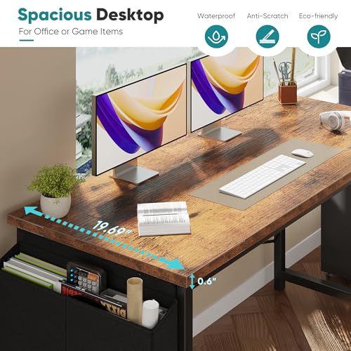 Image of OLIXIS Computer Desk, 55 Inch Gaming Desks for Home Office Small Spaces